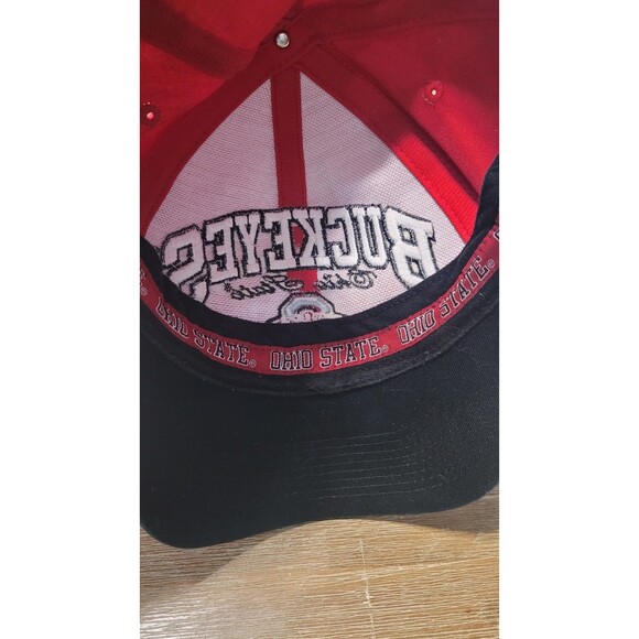 Vintage 90s Ohio State Buckeyes Hat Cap Strapback Red Embroidered OSU Sweatband - Picture 6 of 6